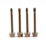 Bulk Hex Washer Head Yellow Zinc Self-Drilling Screws, Carbon Steel, ISO Certified