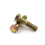 Semi-threaded hex bolt with precision thread and yellow zinc coating
