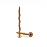 Coarse thread and sharp point of yellow zinc plated wood screws