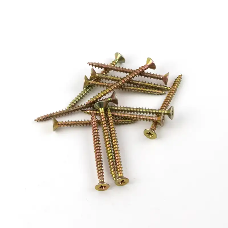 Yellow zinc plated wood screws with bugle head and countersunk design