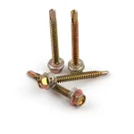 Hex Washer Head Self-Drilling Screw Yellow Zinc Plated, 4.2–6.3 mm Diameter, Carbon Steel C1022