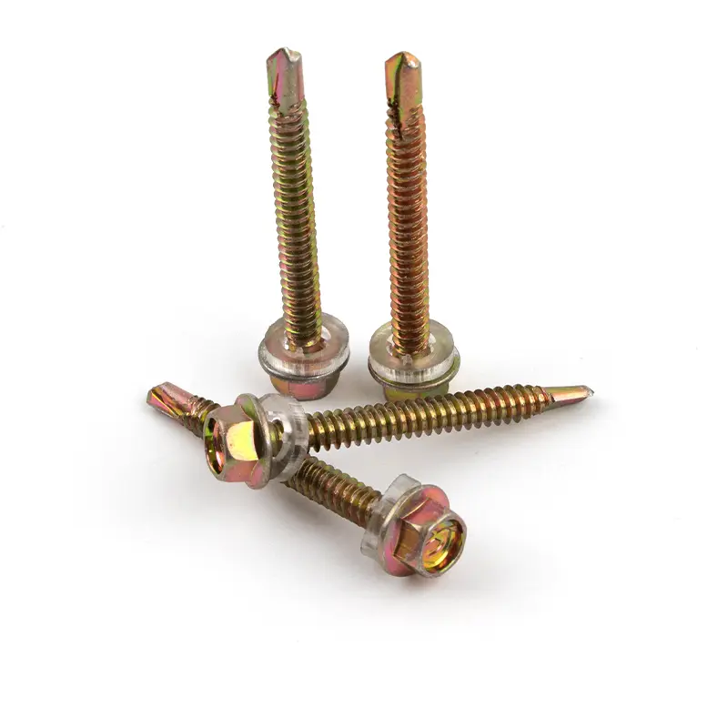 Hex Washer Head Self-Drilling Screw Yellow Zinc Plated, 4.2–6.3 mm Diameter, Carbon Steel C1022
