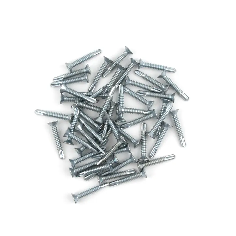 Zinc plated countersunk head self drilling screw for metal and wood fastening